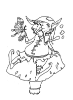 A coloring page of gnomes